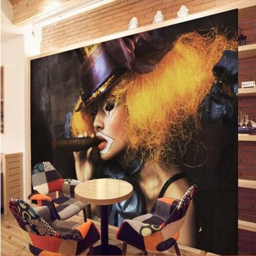 Beibehang paper 3D Sexy girl smoking disco nightclub bar KTV Cafe wall art wall covering murals-3d wall paper home decor