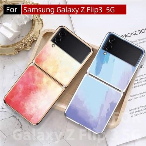 For Samsung Galaxy Z Flip3 Case, Glass Back Plate Electroplated Border High-End Luxury Phone Case for Galaxy Z Flip 3 5G