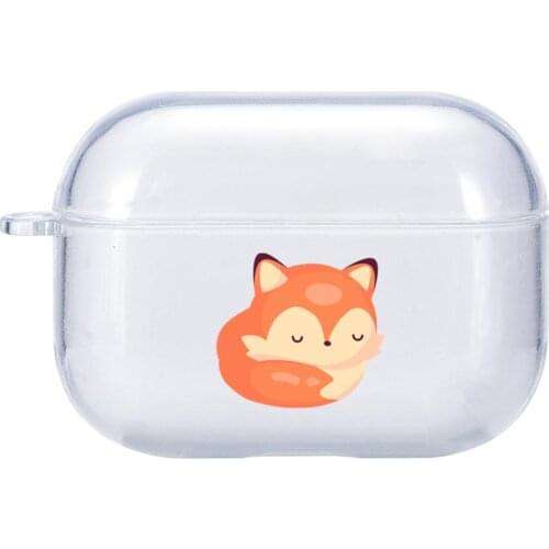 Airpods Pro Case Cover Cartoon Cute Fox Pattern Clear Soft Case For Bluetooth Wireless Earphone Case For Airpods 1/2