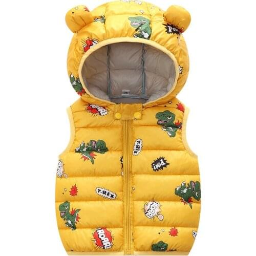 Childrens cotton vest boys and girls fall/winter hooded down cotton vest baby warm padded vest
