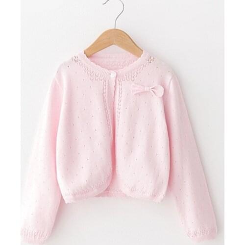 Children Girls Cardigan Sweater for Girls Pink Bow Cotton Girl Outerwear For 1 2 3 4 6 8 10 11 Years Old Girls Clothes RKC175024