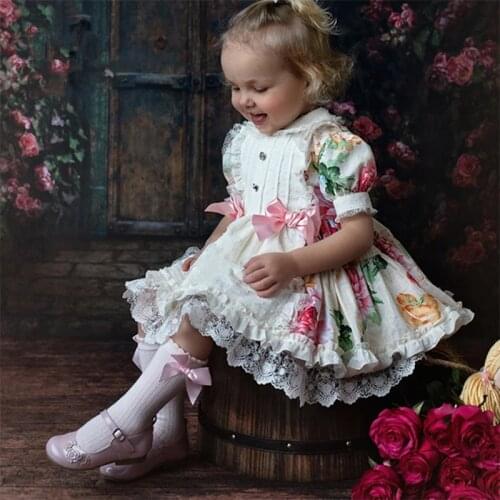 Children Boutique Spanish Floral Dresses for Girls Turkey Vintage Style Baby Frocks infant Christening Gown Toddler Vestido