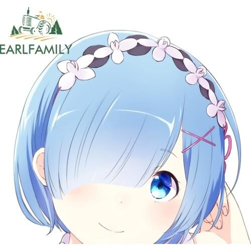 EARLFAMILY 13cm x 11.7cm for Starting Life In Another World Rem Car Stickers Anime Waterproof DIY Decal for Vehicle JDM VAN
