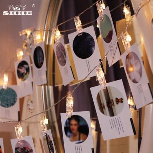 Battery Operated String Lights 1.2M 10 LED Photo Clip Fairy Lights for Bedroom Garden Christmas Wedding Party Holiday Decoration
