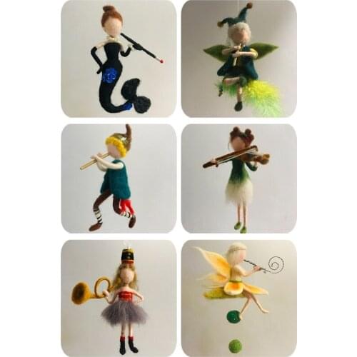 Needle Felting Kits for Beginners Music Elf, Gift for Mom, Grandma, Felting Mat, Felting Needles, Video Manual, Height 10cm (4")