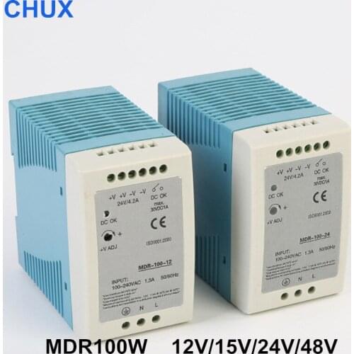 Din Rail Switching Power Supply 100w 12V 15V 24V 48V DC Output MDR-100W PSU