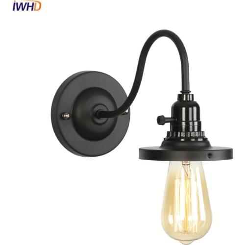 IWHD Iron Nordic LED Wall Lamp Edison Switch Wandlamp Loft Vintage Industrial Wall Light Home Lighting Applique Murale Luminaire