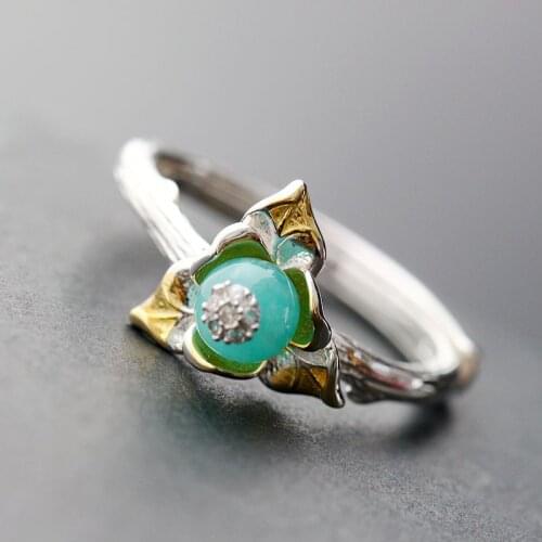 925 Sterling Silver Silver Ring Nvjie fashion petals opening