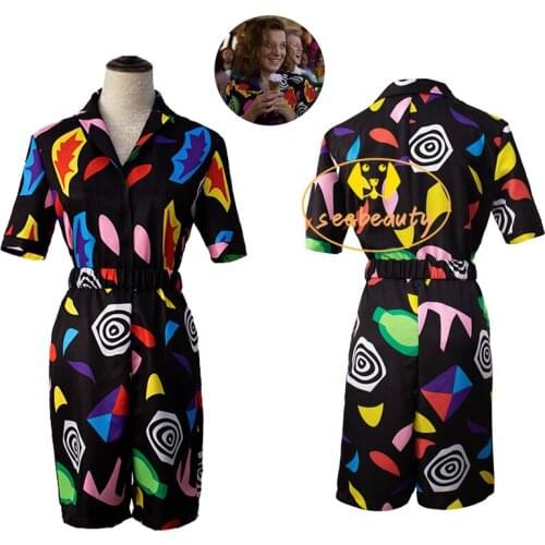 Stranger Things Eleven Cosplay Romper Jumpsuit Dress Women Swirl Printed School 80s Outfit Halloween Carnival Costume for Girls