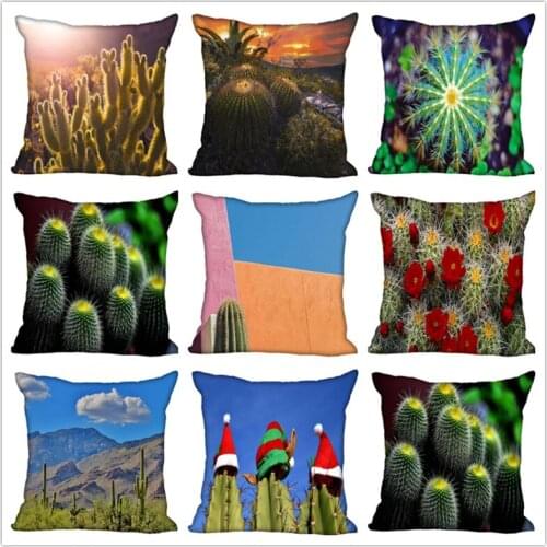 Custom Cactus Square Pillowcase Custom Zippered Bedroom Home Pillow Cover Case 1pcs custom 40x40cm