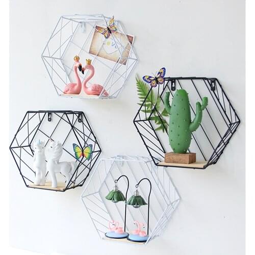 Pentagon Style Metal Table Storage Basket Vogue Chic Nordic Wall Mounted Desk Storage Basket Magazine Paper Organizer Home Decor