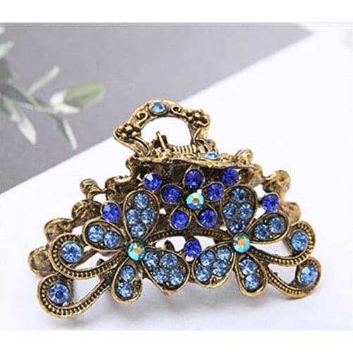 Vintage Crystal Hair Crab Metal Jaw Hair Clips Hair Claw Clip Women Small Hairpins Clamps for Ladies Elegant Hairpin
