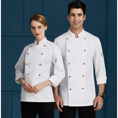 Men Women Double Breasted Chefs Uniform Kitchen Bakery Hotel Chef Jacket Food Service Catering Restaurant Cooking Sushi Costume