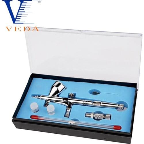 VEDA Airbrush Set with 3 Nozzle (0.3&0.5mm Needles) 0.2mm 9CC Cup Dual-Action Gravity Feed Airbrush With Gas Valve for Makeup