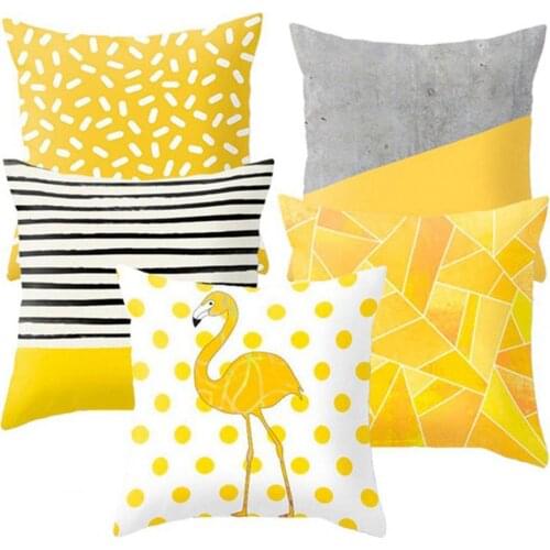 2021 New Style Yellow Geometric Pineapple Pillowcase Square Soft Cushion Cover Car Home Sofa Bedroom Office Decor