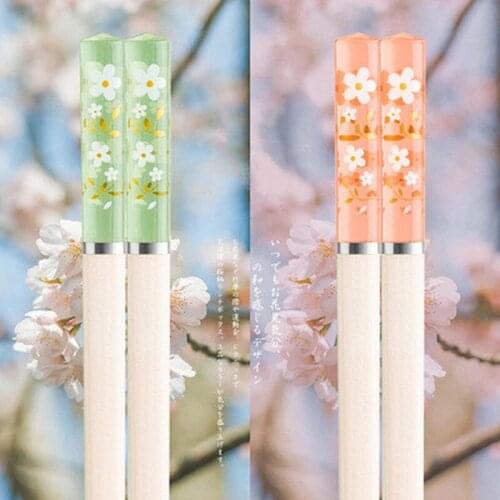 Amber Cherry Blossom Alloy Chopsticks Chinese Chopsticks Reusable Tableware