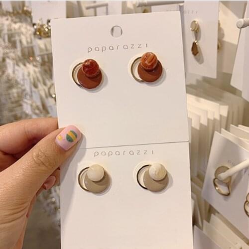 S925 Needle Stud Earrings For Women Korean Simple Oil Drop Round Earrings Jewelry Wholesale