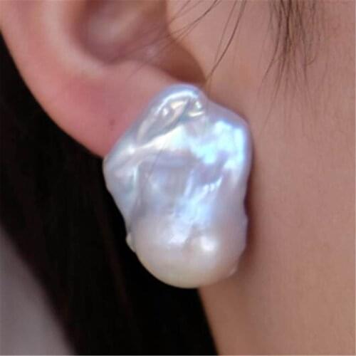 1 pair White Baroque Pearl Earring 18k Ear Stud Natural Luxury Dangle Classic Party Real Aurora Accessories Gift