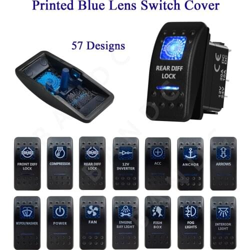 COVER CAP ONLY! BLUE Lens Window Labeled Rocker Switch Cap for Car Boat ARB Carling RV Bus Switches, Waterproof，Auto Parts