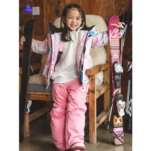 Girls Double-Board Waterproof Snow Suit Thickened Pants Childrens Coat Single Board Snowboarding Set