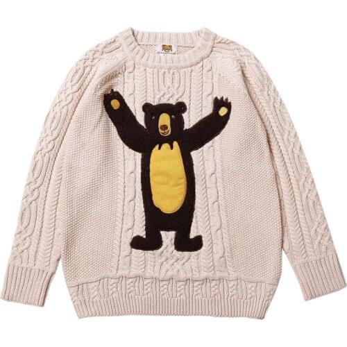 High Quality Bear Patch Women Thick Warm Sweaters Crew Collar Tricots Tops Winter Knitwear New Design Female Jumper Knitted Coat