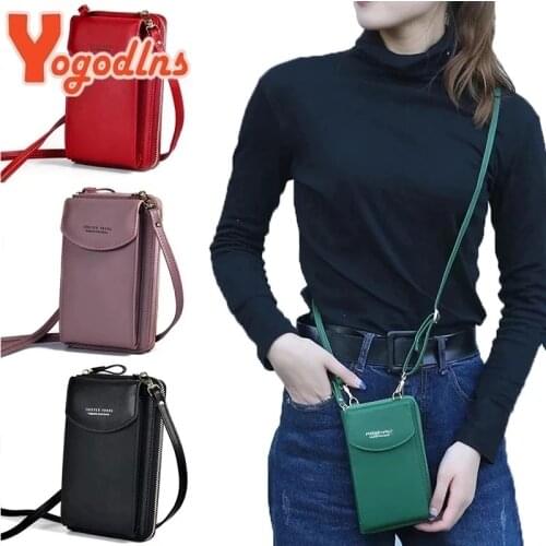 Yogodlns Fashion Cellphone Shoulder Bag Women PU Leather Crossbody Bag 2021 New Handbag Card Holder Messenger Bag Flap Wallet