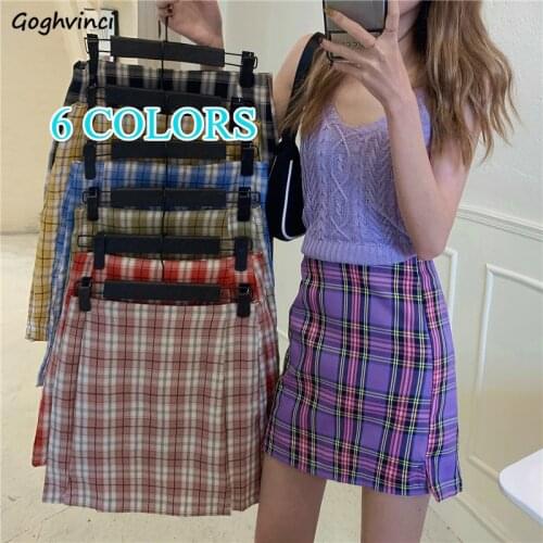 Skirts Women Multicolor Korean Style A-line Chic Hot Sale Student Street-wear Summer New Fashion All-match Girl Plaid Mini Fresh