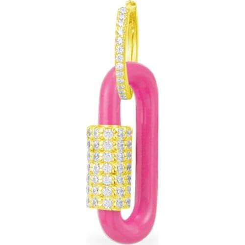 Sterling silver February new pink gold buckle earrings female fashion earrings jewelry simple banquet attended