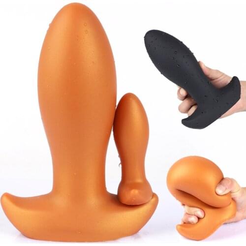 Liquid Silicone Soft Huge Anal Beads Big Butt Plug Male Prostate Massager Anus Vagina Dilator Stopper Sex Shop Toy For Women Men