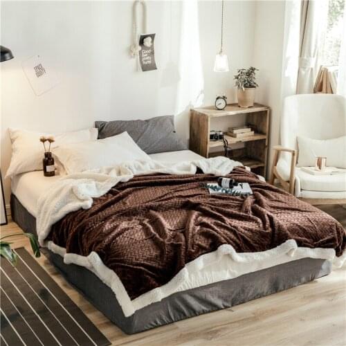 Winter Manta Wool Blanket Cashmere Blanket Brown Warm Blankets Fleece Plaid Super Warm Soft Throw On Sofa Bed Cover 200*230CM