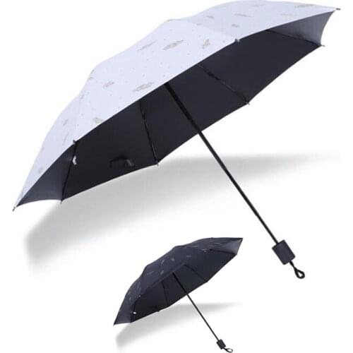 1Pc 8 Bones Feather Wind Resistant Sun Umbrella For Rain Women Luxury Big Windproof Men Umbrellas For Three Folding Parasol