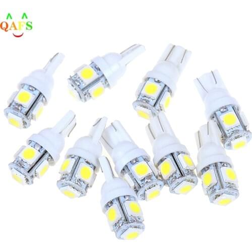 10pcs Car Wedge side Clearance License Plate Lamp T10 LED Bulb 12V T10 5050 5-SMD LED Signal Light Super