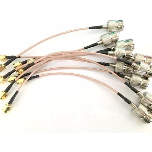 10pcs Lot UHF female SO239 to SMA male straight RG316 pigtail Cable Connector 15cm