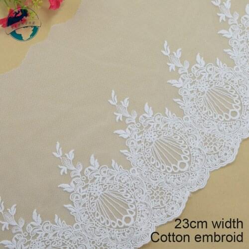 10yards 23cm Cotton embroid sewing ribbon guipure lace trim or fabric warp knitting DIY Garment Accessories african lace#3188
