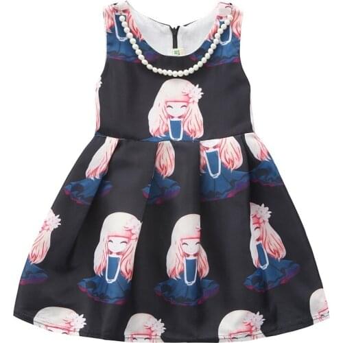 2017 Summer Children Girls Dresses Lovely Baby Girls A Line Dress Baby Kids Sleeveless Dress for Childrens Clothing 3-14Y