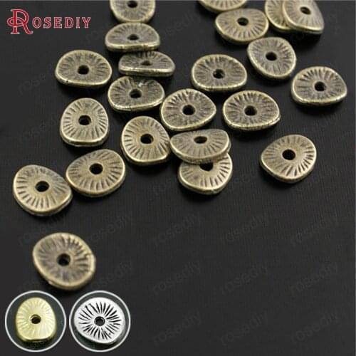 29958)200PCS 6*5MM Antique Bronze Plated Zinc Alloy Round or curved brushed disks Spacer Bads Jewelry Findings Accessories