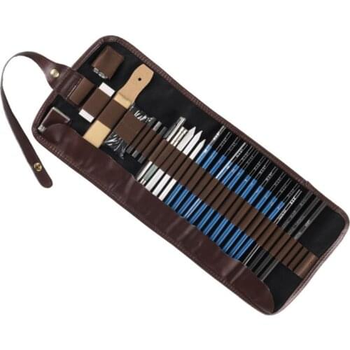 32pcs Professional Sketching Drawing Set Graphite Charcoal Pencil Kit Carrying Bag for Art Students School Painting Supplies