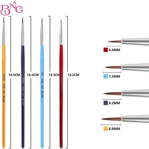 4pcs/kit Mixed Size Spider Nail UV Gel Liner Brush Drawing Painting Flower Pen Plastic Handle Painting DIY Nail Art Brushes Kit