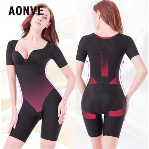 Aonve Body Slimming Shapewear Short Sleeve Arm Shaper Seamless Butt Lifter Thigh Shaping Bodysuit Waist Trainer Shaper S-2XL
