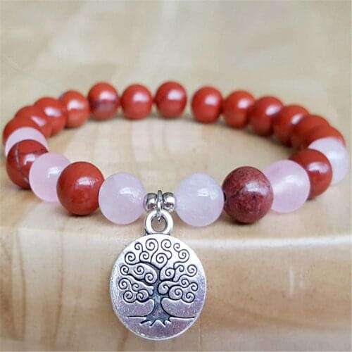 8mm Natural Red Jasper Handmade Mala Bracelet Yoga Meditation Spirituality Pray Wrist