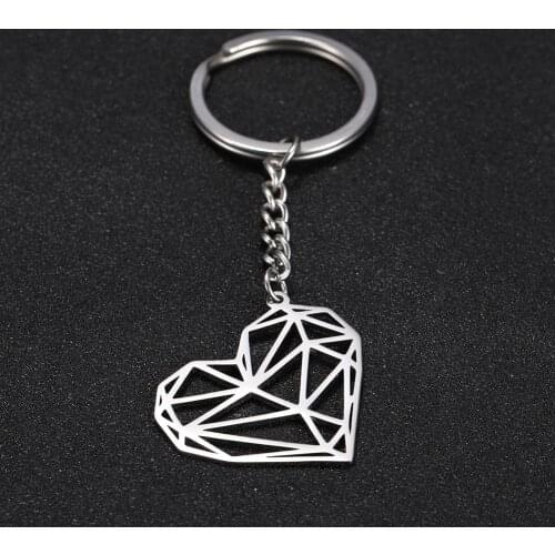 SKYRIM Fashion Hollow Heart Charm Car Keychain Keyring Women Stainless Steel Key Chains Holder Pendant For To Bag Gift