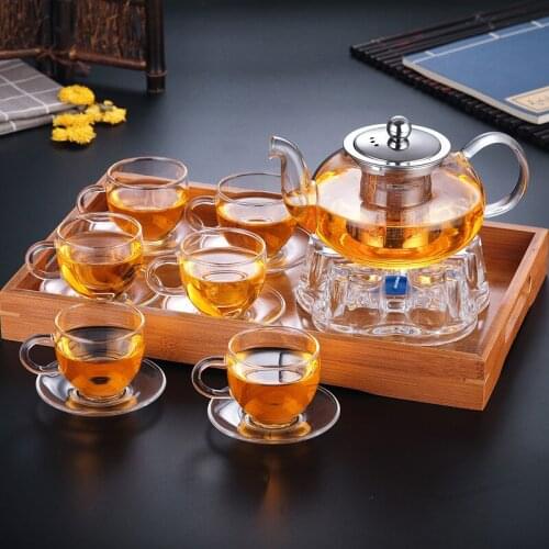 Heat resistant and high borosilicate glass teapot stainless steel liner filtration teapot Kung Fu tea set 600ml