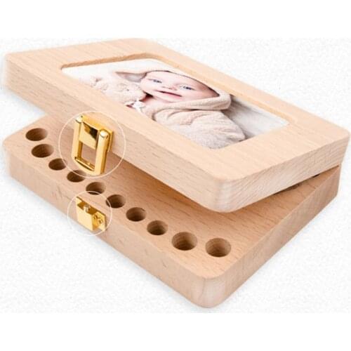 Wooden Photo Frame Fetal Hair Deciduous Tooth Organizer Milk Teeth Storage Box Newborn Baby Souvenirs Gift