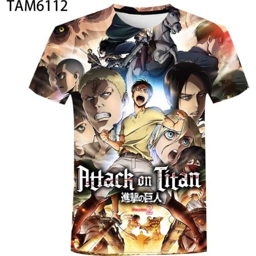 Attack on Titan Childrens Anime 3D Print Short Sleeve T-Shirt Mens and Womens Summer Street Trends Cool Japanstyle Top