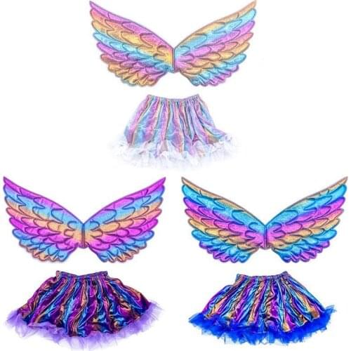 Children Halloween cartoon sequined mesh TUTU skirt tutu skirt + wings two-piece suit Halloween party