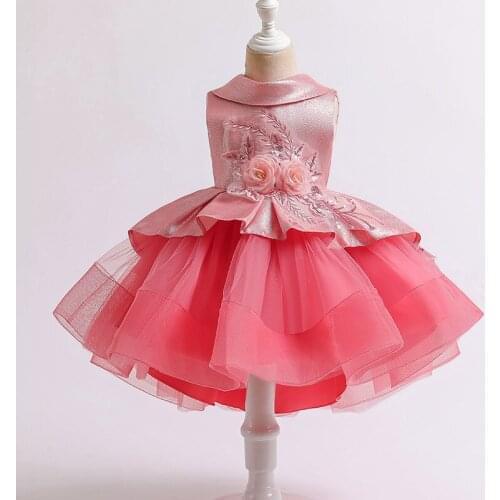 Elegant Flowers Girls Holiday Party Dresses Prom Kids Princess Birthday Baptism Dress Prom Performance Show Girls Easter Dress