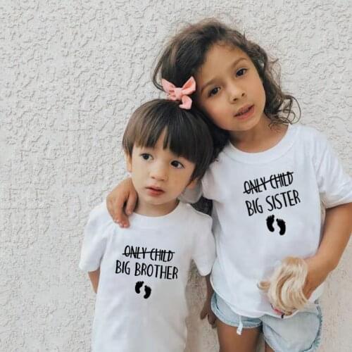 Fashion Sibling Clothes Only Child Big Brother Big Sister Print T Shirts Summer Cotton Short Sleeve Boys Girls Funny Casual Tees