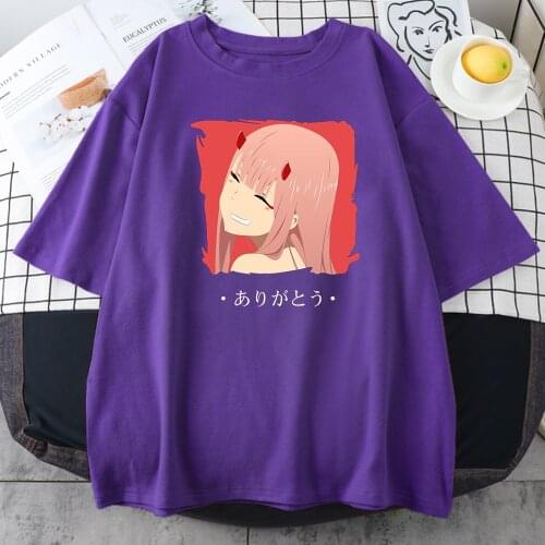 Cartoons Anime Zero Two T-Shirt Women Korean Style T Shirts 2021 Summer Hot Sale Tees Trendy INS Women Short Sleeves Tops