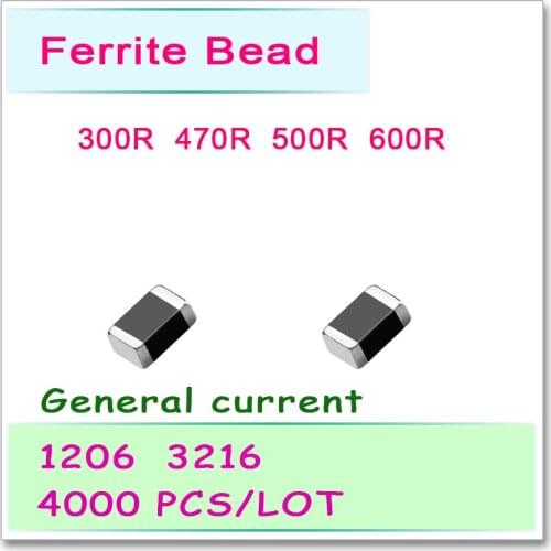 JASNPROSMA 1206/3216 100MHZ 4000PCS General current SMD Ferrite Bead 300R 470R 500R 600R 25% SMD OHM New High quality