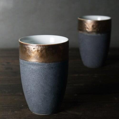 Japan style pigmented coffee mug retro pottery ceramic water gold gilding cups and mugs friend birthday gift handmade home use